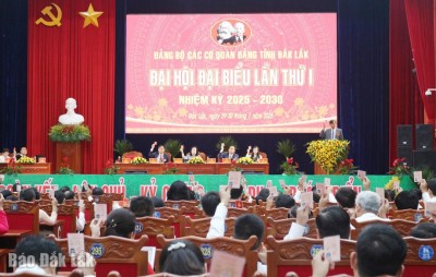 Quang cảnh phiên thứ nhất Đại hội đại biểu Đảng bộ Các cơ quan Đảng tỉnh lần thứ I. Ảnh: Hà My
